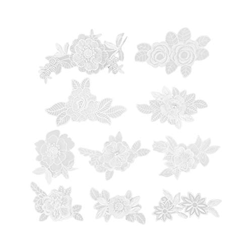 10 Stück Spitze Blumen Applikation Nähen Patch Floral Stickerei Applikation DIY Handwerk Kleid Nähen Kleidung Applikation von FARUTA