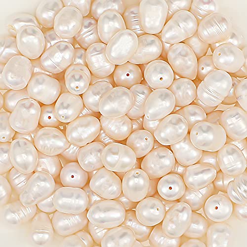 FARUTA 128–140 Stück 8–9 mm natürliche Perlen Süßwasser-Zuchtperlen weiße ovale Perlen lose Perlen für Frauen Mädchen DIY Handwerk Halskette Armband Ohrringe Schmuckherstellung von FARUTA