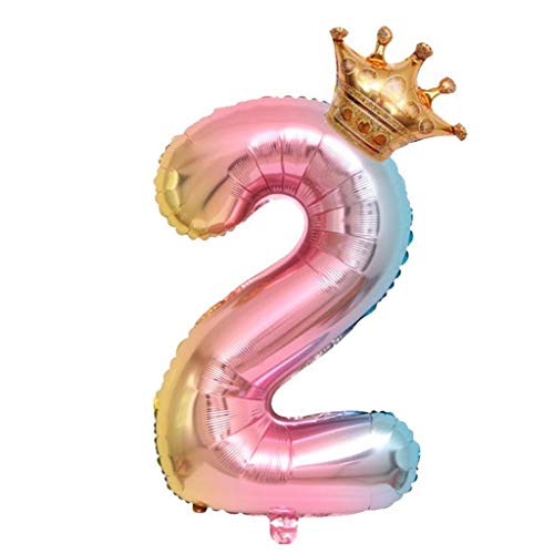 FARUTA Kronen-Zahlen-Folienballons, Zahlenballons für Geburtstag, Jahrestag, Party, riesige Luftballons, Mylar-Digitalballons, Happy Birthday Party, Jahrestag, Dekoration, Zubehör, 81,3 cm (Farbe: C) von FARUTA