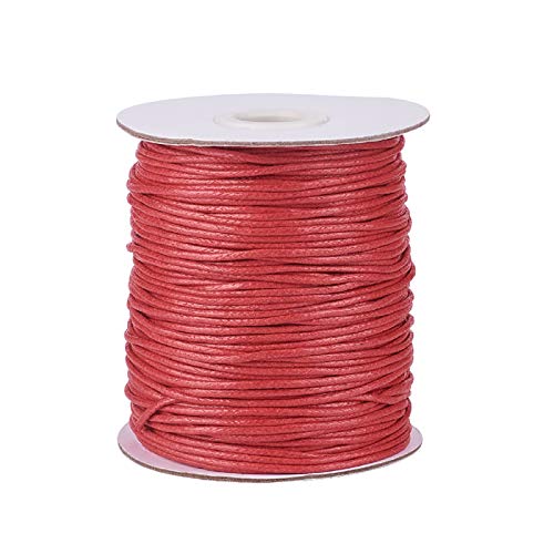 1,5 mm lange gewachste Baumwollschnur für DIY-Schmuck, Halsketten, Armbänder, Makramee-Herstellung, Rot von FASHEWELRY