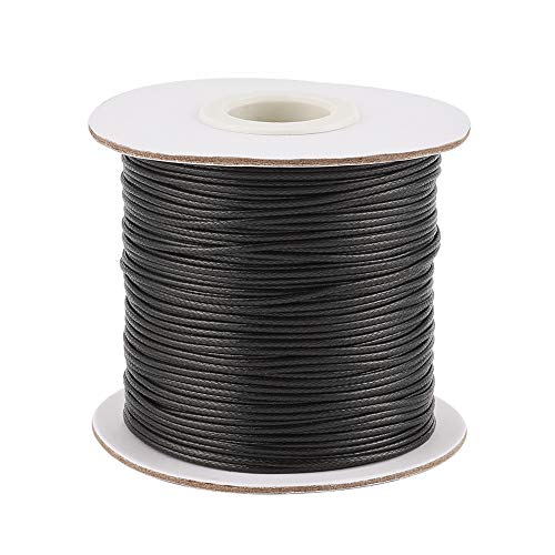 1 mm lange Schnur aus gewachstem Polyester, Spule für Schmuckherstellung, Halsketten, Armbänder, Bastelarbeiten, Schwarz von FASHEWELRY