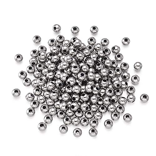1000 Stück 3 mm 304 Edelstahl runde Perlen winzige glatte Perlen Metall Spacer lose Perlen für DIY Schmuckherstellung von FASHEWELRY