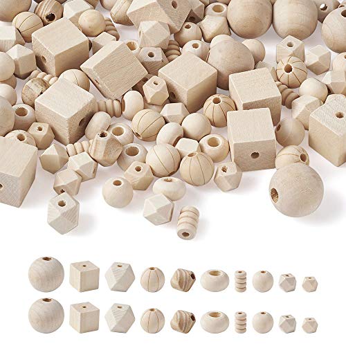 150 Stück unlackierte Holzperlen, 9 ~ 25 mm, natürliche, runde Würfel, Polygon, Doppelkegel, Rondelle, Spalte, Holzperlen, Abstandshalter für DIY, Handwerk, Schmuckherstellung 150 Stück unlackierte Holzperlen, 9 ~ 25 mm, natürliche, runde Würfel, Polygon, Doppelkegel, Rondelle, Spalte, Holzperlen, Abstandshalter für DIY, Handwerk, Schmuckherstellung von FASHEWELRY