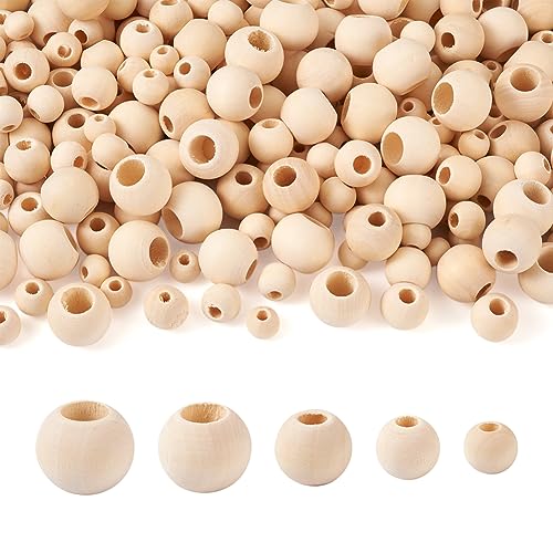 Holzperlen mit großem Loch, natürlich, rund, unlackiert, Makramee-Perlen, 10 mm, 12 mm, 15 mm, 18 mm, 20 mm, für Schmuckherstellung, Basteln, 300 Stück Holzperlen mit großem Loch, natürlich, rund, unlackiert, Makramee-Perlen, 10 mm, 12 mm, 15 mm, 18 mm, 20 mm, für Schmuckherstellung, Basteln, 300 Stück von FASHEWELRY