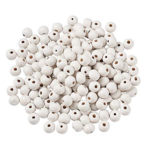 300 Stück natürliche weiße Holzperlen, 8 mm, runde Bastelperlen für Weihnachtsbaum, Feiertagsdekoration 300 Stück natürliche weiße Holzperlen, 8 mm, runde Bastelperlen für Weihnachtsbaum, Feiertagsdekoration von FASHEWELRY