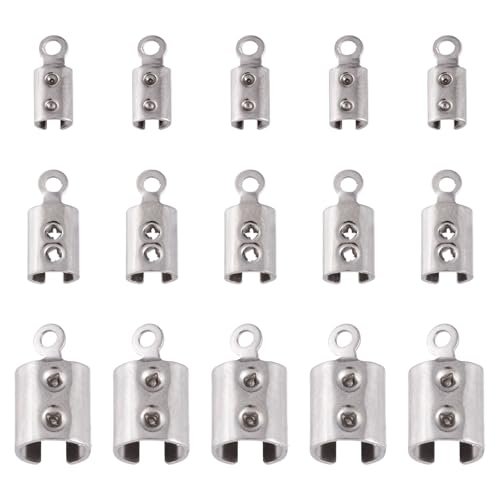 400 Stück/Box Faltbare Quetschschnur-Enden aus Edelstahl, Endkappen, Spitzen, Lederband, Klemmverschluss für Heimwerker, Handwerk, Schmuckherstellung, passend für 2–6 mm 400 Stück/Box Faltbare Quetschschnur-Enden aus Edelstahl, Endkappen, Spitzen, Lederband, Klemmverschluss für Heimwerker, Handwerk, Schmuckherstellung, passend für 2–6 mm von FASHEWELRY