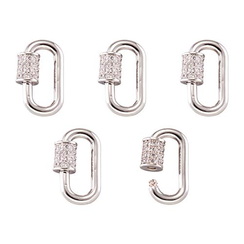 5 Stück echt platinierter Schraubverschluss Karabiner oval Mikro-Pavé-Fassung Zirkonia Karabinerhaken Schlüsselanhänger Schloss Verschluss Charm 17,1 x 10,5 mm für DIY Schmuckherstellung 5 Stück echt platinierter Schraubverschluss Karabiner oval Mikro-Pavé-Fassung Zirkonia Karabinerhaken Schlüsselanhänger Schloss Verschluss Charm 17,1 x 10,5 mm für DIY Schmuckherstellung von FASHEWELRY