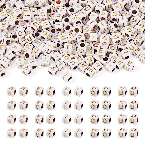 500 Stück Weißgold-Acryl-Perlen, Würfel, Alphabet-Perlen, 6 mm, quadratische Vokal-Buchstaben-Perlen, großes Loch, Abstandshalter für DIY-Armbänder, Schmuckherstellung 500 Stück Weißgold-Acryl-Perlen, Würfel, Alphabet-Perlen, 6 mm, quadratische Vokal-Buchstaben-Perlen, großes Loch, Abstandshalter für DIY-Armbänder, Schmuckherstellung von FASHEWELRY