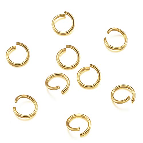 Biegeringe aus 304 Edelstahl, 9 mm, goldfarben, offener Bindering für DIY-Schmuckherstellung, Zubehör und Halskettenreparatur, 200 Stück Biegeringe aus 304 Edelstahl, 9 mm, goldfarben, offener Bindering für DIY-Schmuckherstellung, Zubehör und Halskettenreparatur, 200 Stück von FASHEWELRY