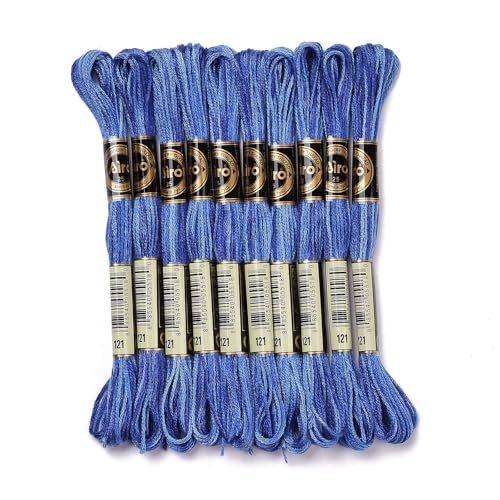 FASHEWELRY 10 Knäuel Stickgarn, Freundschaftsarmband, Stringfäden, 6-lagig, 0,5 mm, dunkelblau, Kreuzstich, Stickgarn zum Nähen, für Armbänder, Nähen, Basteln von FASHEWELRY
