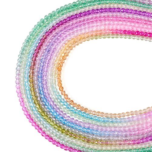 FASHEWELRY 10 Stränge transparente Glasperlen Farbverlauf facettierte runde Kristallperlen lose Abstandshalter für Armband Halsketten Schmuckherstellung 3 x 2,8 mm von FASHEWELRY