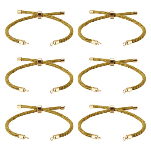 FASHEWELRY 10 Stück Nylonschnur, Gliederarmband, verstellbare Schieber-Armbänder, gedrehte Kordel-Armbänder, Herstellung mit goldenen Messing-Fundstücken für DIY-Armbandzubehör (Olivgrün) von FASHEWELRY