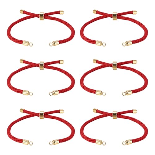 FASHEWELRY 10 Stück verstellbare Schieberarmbänder aus geflochtenem Nylonband zur Herstellung von Nylonschnur, Kettengliederarmband mit goldenen Messing-Fundstücken für DIY-Schmuckherstellung von FASHEWELRY