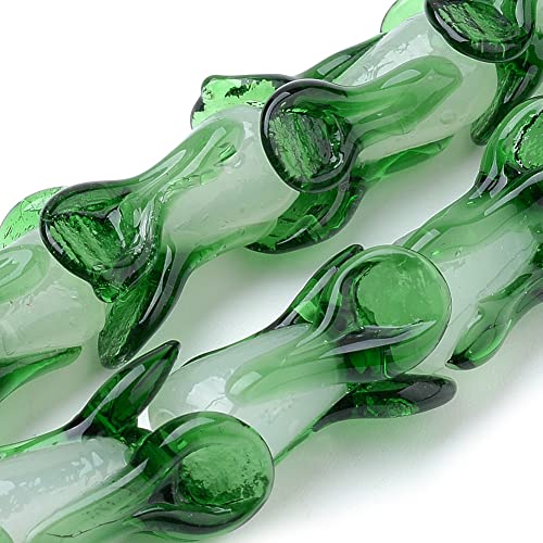 FASHEWELRY 10 x grüne Gemüse-Lampwork-Perlen, handgefertigt, Grünkohl-Glasperlen, Abstandshalter für DIY-Schmuckherstellung von FASHEWELRY