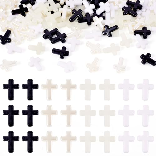 FASHEWELRY 100 Stück Acryl-Kreuzperlen, schwarz-weiß, Kruzifix, lose Abstandshalter-Perlen für Schmuckherstellung, DIY, Perlen, Armband, Halskette, Osterdekoration FASHEWELRY 100 Stück Acryl-Kreuzperlen, schwarz-weiß, Kruzifix, lose Abstandshalter-Perlen für Schmuckherstellung, DIY, Perlen, Armband, Halskette, Osterdekoration von FASHEWELRY
