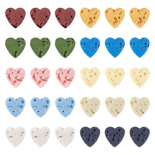 FASHEWELRY 100 Stück Herz-Lavastein-Perlen, bunte Lavastein-Edelsteine, lose Perlen für Schmuckherstellung, DIY, Perlen, Armband, Halskette, Bastelbedarf von FASHEWELRY
