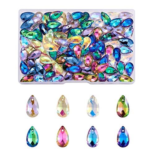 FASHEWELRY 100pcs Kristall Teardrop Glasperlen 10 Gradient Farben Facettierte Glas Charm Anhänger für DIY Halskette Armband Ohrringe Schmuckherstellung FASHEWELRY 100pcs Kristall Teardrop Glasperlen 10 Gradient Farben Facettierte Glas Charm Anhänger für DIY Halskette Armband Ohrringe Schmuckherstellung von FASHEWELRY