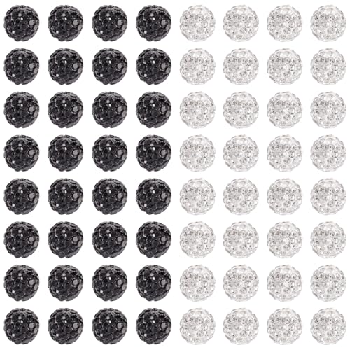 FASHEWELRY 100 Stück schwarze und weiße Strass-Ton-Perlen, 10 mm, glitzernde Kristall-Pavé-Fassung, Discokugel-Perlen für Heimwerker, Weihnachten, Armbänder, Halsketten, Ohrringe, Schmuckherstellung FASHEWELRY 100 Stück schwarze und weiße Strass-Ton-Perlen, 10 mm, glitzernde Kristall-Pavé-Fassung, Discokugel-Perlen für Heimwerker, Weihnachten, Armbänder, Halsketten, Ohrringe, Schmuckherstellung von FASHEWELRY