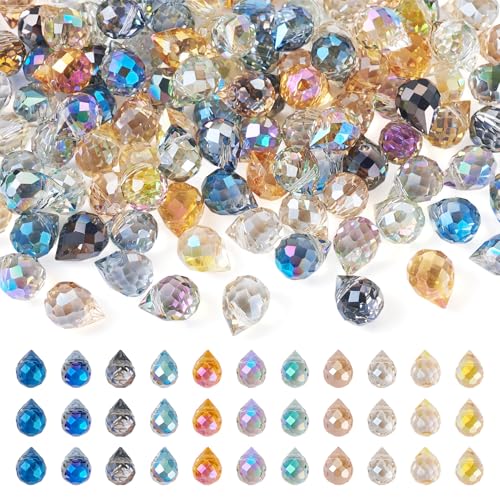FASHEWELRY 110 Stück facettierte Wassertropfen-galvanisierte Glasperlen, 11 Farben, facettierte Tropfenform, transparente Kristallperlen, oben gebohrte Perlen für DIY-Schmuckherstellung, Handwerk FASHEWELRY 110 Stück facettierte Wassertropfen-galvanisierte Glasperlen, 11 Farben, facettierte Tropfenform, transparente Kristallperlen, oben gebohrte Perlen für DIY-Schmuckherstellung, Handwerk von FASHEWELRY
