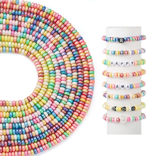 FASHEWELRY 1120 Stück handgefertigte Polymer-Ton-Perlen, Bonbonfarben, flache runde Scheiben, Tonperlen für Sommer, Freundschaft, Armband, Schmuckherstellung FASHEWELRY 1120 Stück handgefertigte Polymer-Ton-Perlen, Bonbonfarben, flache runde Scheiben, Tonperlen für Sommer, Freundschaft, Armband, Schmuckherstellung von FASHEWELRY