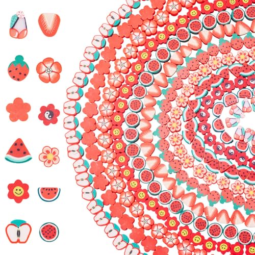 FASHEWELRY 12 Stränge, verschiedene Obstscheiben, Polymer-Ton, Perlen, rotes Thema, Tonperlen-Set, gemischte Blumen, Lebensmittel, Obst, Perlen, niedliche Sommerperlen für Armband, Halskette, Ohrringe FASHEWELRY 12 Stränge, verschiedene Obstscheiben, Polymer-Ton, Perlen, rotes Thema, Tonperlen-Set, gemischte Blumen, Lebensmittel, Obst, Perlen, niedliche Sommerperlen für Armband, Halskette, Ohrringe von FASHEWELRY