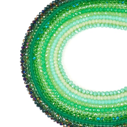 FASHEWELRY 1270 Stück grüne Milchglas-Rondelle-Perlen, Strang, 4 mm, facettierte, runde Kristallperlen für DIY-Halsketten, Armbänder, Ohrringe, Schmuckherstellung FASHEWELRY 1270 Stück grüne Milchglas-Rondelle-Perlen, Strang, 4 mm, facettierte, runde Kristallperlen für DIY-Halsketten, Armbänder, Ohrringe, Schmuckherstellung von FASHEWELRY