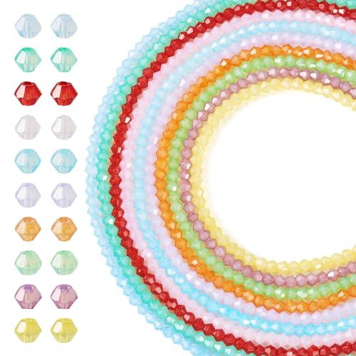 FASHEWELRY 1350 Stück lackierte Glasperlen zum Backen, facettierte Doppelkegel, lose Perlen für Ohrringe, Armbänder, Halsketten, Schmuckherstellung, DIY Handwerk FASHEWELRY 1350 Stück lackierte Glasperlen zum Backen, facettierte Doppelkegel, lose Perlen für Ohrringe, Armbänder, Halsketten, Schmuckherstellung, DIY Handwerk von FASHEWELRY