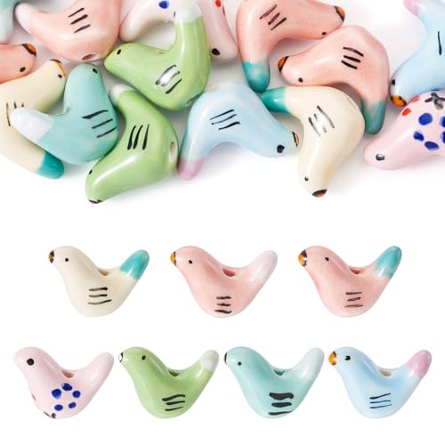 FASHEWELRY 14 Stück handgefertigte Vogel-Porzellan-Perlen, bunte Tauben-Keramikperlen, niedliches Tier, lose Abstandshalter-Perlen für DIY-Armbänder, Schlüsselanhänger, Schmuckherstellung FASHEWELRY 14 Stück handgefertigte Vogel-Porzellan-Perlen, bunte Tauben-Keramikperlen, niedliches Tier, lose Abstandshalter-Perlen für DIY-Armbänder, Schlüsselanhänger, Schmuckherstellung von FASHEWELRY
