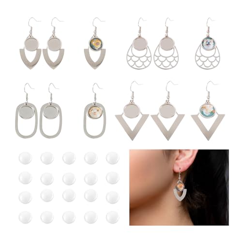 FASHEWELRY 16 Stück Edelstahl-Ohrring-Lünettenablagen, blanko, 12 mm, runde Cabochon-Bodenschalen mit Glas-Cabochons für selbstgemachte Ohrringe, Schmuckherstellung FASHEWELRY 16 Stück Edelstahl-Ohrring-Lünettenablagen, blanko, 12 mm, runde Cabochon-Bodenschalen mit Glas-Cabochons für selbstgemachte Ohrringe, Schmuckherstellung von FASHEWELRY