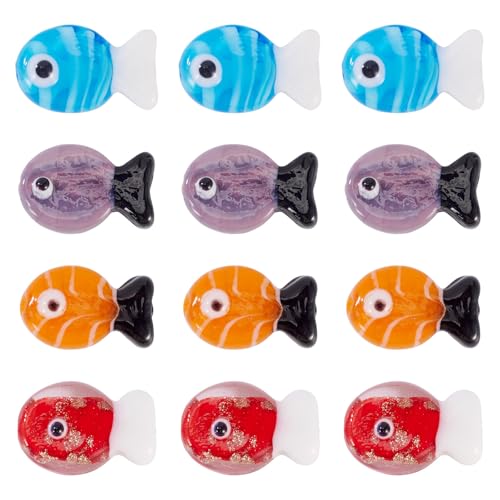 FASHEWELRY 16 Stück Fisch-Glasperlen, Kristall-Meereglas, Fischperlen, niedliches Ozean-Tier, Murano-Glasperlen, lose Abstandshalter, Perlen für Bastelarbeiten, Armbänder, Halsketten, Ohrringe FASHEWELRY 16 Stück Fisch-Glasperlen, Kristall-Meereglas, Fischperlen, niedliches Ozean-Tier, Murano-Glasperlen, lose Abstandshalter, Perlen für Bastelarbeiten, Armbänder, Halsketten, Ohrringe von FASHEWELRY