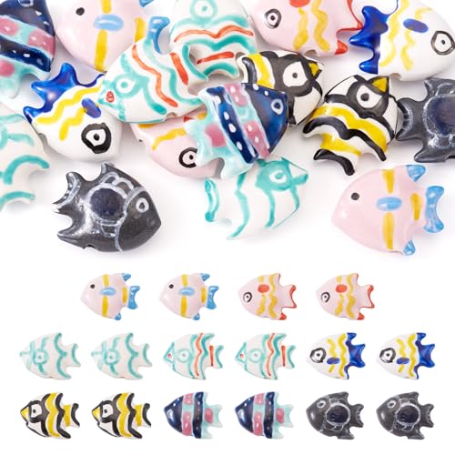 FASHEWELRY 16 Stück Fisch-Porzellan-Perlen, handgefertigte Keramikperlen, Goldfisch, Meerestier, bunt, lose Abstandshalter, Perlen für DIY-Armbänder, Schlüsselanhänger, Schmuckherstellung FASHEWELRY 16 Stück Fisch-Porzellan-Perlen, handgefertigte Keramikperlen, Goldfisch, Meerestier, bunt, lose Abstandshalter, Perlen für DIY-Armbänder, Schlüsselanhänger, Schmuckherstellung von FASHEWELRY
