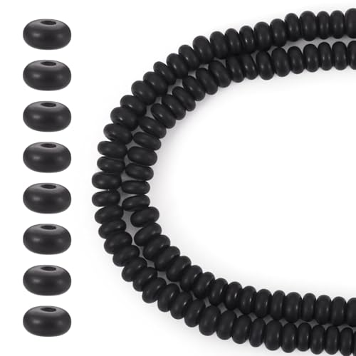 FASHEWELRY 167 Stück schwarze Onyx-Perlen aus natürlichem Edelstein, 4 x 2 mm, mattiert, Kristall, flache runde Rondelle-Perlen für Armband, Halskette, Schmuckherstellung, DIY, Handwerk, Dekoration FASHEWELRY 167 Stück schwarze Onyx-Perlen aus natürlichem Edelstein, 4 x 2 mm, mattiert, Kristall, flache runde Rondelle-Perlen für Armband, Halskette, Schmuckherstellung, DIY, Handwerk, Dekoration von FASHEWELRY