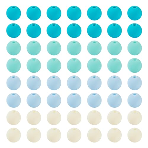 FASHEWELRY 190 Stück blaue Acrylperlen, undurchsichtig, pastellfarben, lose Perlen, gummierter Stil, Acrylperlen für Schmuckherstellung, DIY, Handwerk von FASHEWELRY