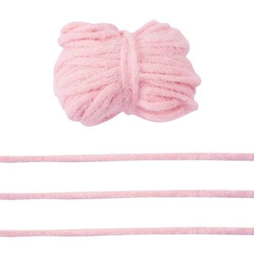 FASHEWELRY 20 Meter Plüschgarn zum Häkeln, Stricken, 5 mm dickes, weiches, klobiges Plüschgarn, Basteln, flauschiges Garn für die Herstellung von Schleifen, Decken, Kleidung, Nähen (Rosa) von FASHEWELRY