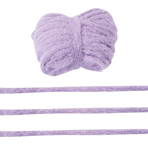 FASHEWELRY 20 Meter Plüschgarn zum Häkeln, Stricken, 5 mm dickes, weiches, klobiges Plüschgarn, Basteln, flauschiges Garn für die Herstellung von Schleifen, Decken, Kleidung, Nähen (lila) von FASHEWELRY