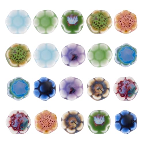 FASHEWELRY 20 Stück Keramikperlen in Blumenform, bunt, Blumenform, handgefertigtes Porzellan, lose Abstandshalter für DIY-Armbänder, Halsketten, Ohrringe, Schmuckherstellung, Handwerk FASHEWELRY 20 Stück Keramikperlen in Blumenform, bunt, Blumenform, handgefertigtes Porzellan, lose Abstandshalter für DIY-Armbänder, Halsketten, Ohrringe, Schmuckherstellung, Handwerk von FASHEWELRY
