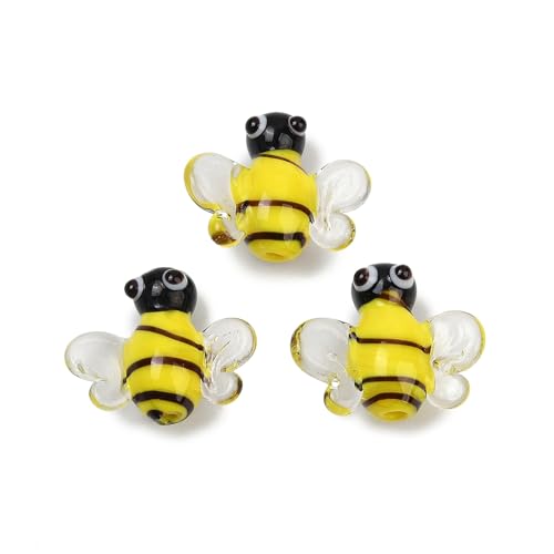 FASHEWELRY 20 handgefertigte Lampwork-Bienen-Perlen, niedliche gelbe Honigbienen-Perlen, 3D-Tier-Insekten-Glasperlen für Armbänder, Ohrringe, Halsketten, Schmuckzubehör FASHEWELRY 20 handgefertigte Lampwork-Bienen-Perlen, niedliche gelbe Honigbienen-Perlen, 3D-Tier-Insekten-Glasperlen für Armbänder, Ohrringe, Halsketten, Schmuckzubehör von FASHEWELRY