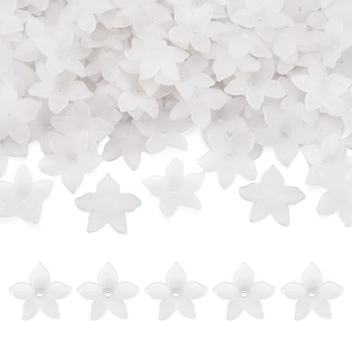 FASHEWELRY 200 Stück Acryl-Blumen-Perlenkappen, weiß, gefrostet, Blumen, lose Bastelperlen, Blumenblüten, Abstandshalter für Schmuckherstellung, Armbänder, Halsketten, Basteln FASHEWELRY 200 Stück Acryl-Blumen-Perlenkappen, weiß, gefrostet, Blumen, lose Bastelperlen, Blumenblüten, Abstandshalter für Schmuckherstellung, Armbänder, Halsketten, Basteln von FASHEWELRY