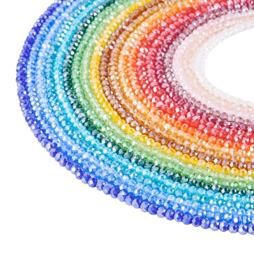 FASHEWELRY 2260 Stück 20 Stränge facettierte Rondelle galvanisierte Glasperlen 3,5 mm winzige runde lose Abstandshalter Perlen für DIY Armband Halskette Ohrring Schmuckherstellung von FASHEWELRY