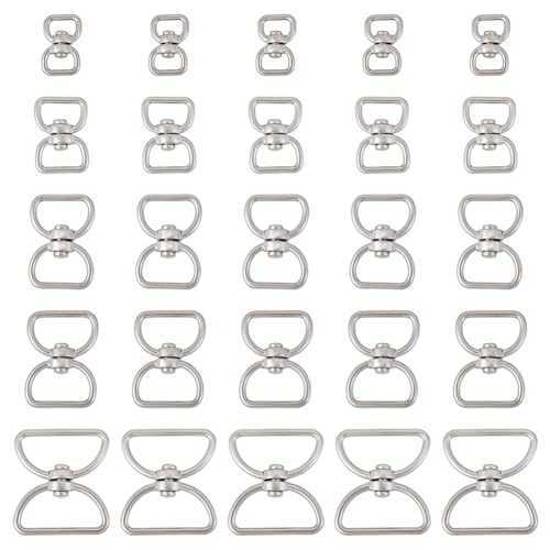 FASHEWELRY 25 Stück Drehverschlüsse, 5 Größen, Zinklegierung, 360°-Drehverschluss, Haken-Set mit doppeltem Ende, D-Ring, Schlüsselband-Clips für Taschen, Geldbörsen, Hardware, Schmuckherstellung, DIY FASHEWELRY 25 Stück Drehverschlüsse, 5 Größen, Zinklegierung, 360°-Drehverschluss, Haken-Set mit doppeltem Ende, D-Ring, Schlüsselband-Clips für Taschen, Geldbörsen, Hardware, Schmuckherstellung, DIY von FASHEWELRY