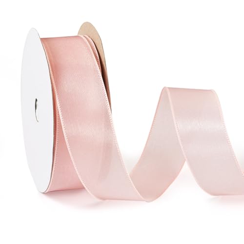 FASHEWELRY 25 mm rosa Weihnachtsband aus Polyester für Geschenkverpackungen, 20 Meter, durchscheinendes Satin-Bastelband für Haarschleifen, Hochzeit, Geburtstag, Party, Dekoration von FASHEWELRY