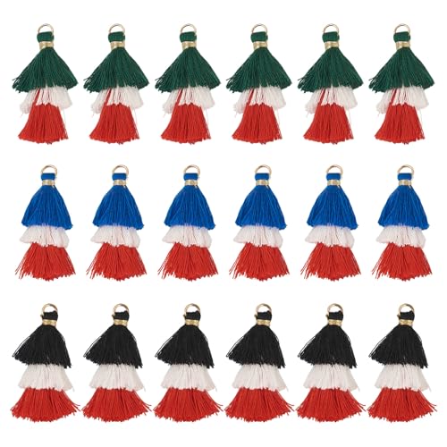 FASHEWELRY 30 Stück 3-lagige Quasten-Charms, bunte Quasten, baumelnde Ohrringe, Schlüsselanhänger, Anhänger für böhmische Schmuckherstellung, Tasche, Geldbörse, Handybaum, Auto-Dekoration FASHEWELRY 30 Stück 3-lagige Quasten-Charms, bunte Quasten, baumelnde Ohrringe, Schlüsselanhänger, Anhänger für böhmische Schmuckherstellung, Tasche, Geldbörse, Handybaum, Auto-Dekoration von FASHEWELRY