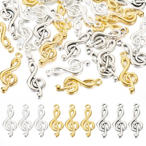 FASHEWELRY 30 Stück Anhänger im tibetischen Stil, Notenschlüssel-Anhänger, Musiknoten-Anhänger für Halsketten, Ohrringe, Armbänder, Schmuckherstellung, Bastelbedarf, Dekoration FASHEWELRY 30 Stück Anhänger im tibetischen Stil, Notenschlüssel-Anhänger, Musiknoten-Anhänger für Halsketten, Ohrringe, Armbänder, Schmuckherstellung, Bastelbedarf, Dekoration von FASHEWELRY