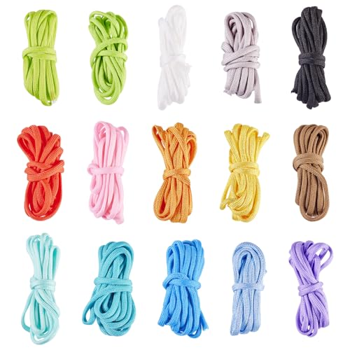 FASHEWELRY 30 m Polyester-Spandex-Kordel, 15 Farben, 4–5 mm, einfarbig, für DIY-Armbänder, Schmuckherstellung, Häkeln, Taschen, Makramee-Handwerk FASHEWELRY 30 m Polyester-Spandex-Kordel, 15 Farben, 4–5 mm, einfarbig, für DIY-Armbänder, Schmuckherstellung, Häkeln, Taschen, Makramee-Handwerk von FASHEWELRY