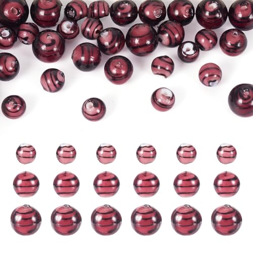 FASHEWELRY 32 Stück runde handgefertigte Lampwork-Perlen mit Streifenmuster, Flamingo-Kugel, lose Abstandshalter, Perlen für Armbänder, Halsketten, Bastelarbeiten, Schmuckherstellung FASHEWELRY 32 Stück runde handgefertigte Lampwork-Perlen mit Streifenmuster, Flamingo-Kugel, lose Abstandshalter, Perlen für Armbänder, Halsketten, Bastelarbeiten, Schmuckherstellung von FASHEWELRY