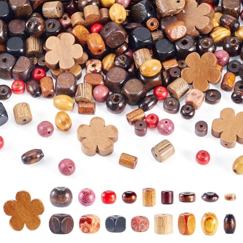 FASHEWELRY 360 Stück natürliche Holzperlen, sortiert, flach, rund, Blumensäule, facettiert, Holz, lose Abstandshalter für Armbänder, Halsketten, Ohrringe, Schmuckherstellung, Basteln, Makramee-Zubehör FASHEWELRY 360 Stück natürliche Holzperlen, sortiert, flach, rund, Blumensäule, facettiert, Holz, lose Abstandshalter für Armbänder, Halsketten, Ohrringe, Schmuckherstellung, Basteln, Makramee-Zubehör von FASHEWELRY