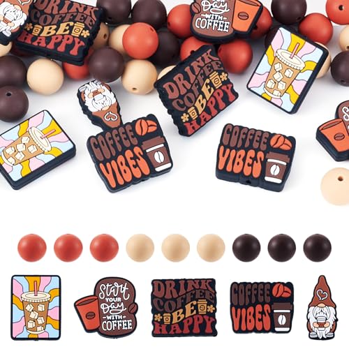 FASHEWELRY 40 Stück Silikon-Fokal-Perlen zum Basteln, Kaffee-Thema, lose Perlen, Gummi-Stifte für Schmuckherstellung, Armband, Halskette, handgefertigtes Handwerk FASHEWELRY 40 Stück Silikon-Fokal-Perlen zum Basteln, Kaffee-Thema, lose Perlen, Gummi-Stifte für Schmuckherstellung, Armband, Halskette, handgefertigtes Handwerk von FASHEWELRY
