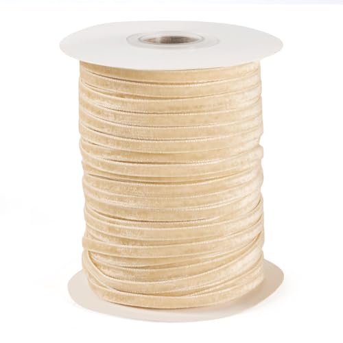 FASHEWELRY 45,7 m Samtband, 3 mm, einseitiges Satinband, alte Spitze, für Geschenkverpackungen, Schleife, Weihnachten, Hochzeit, Party, Dekoration, Kleidungszubehör von FASHEWELRY