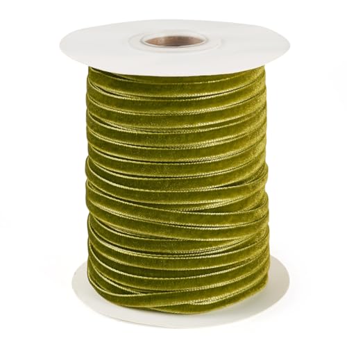 FASHEWELRY 45,7 m Samtband, 3 mm, einseitiges Satinband, olivgrün, für Geschenkverpackungen, Schleife, Weihnachten, Hochzeit, Party, Dekoration, Kleidungszubehör von FASHEWELRY