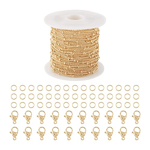 FASHEWELRY 5 m lange 14 Karat Satellitenkette, goldfarben, zum Selbermachen, für Halsketten, Armbänder, Ketten mit 20 Karabinerverschlüssen, 40 Biegeringen, gedrehte Kette für Damen und Mädchen FASHEWELRY 5 m lange 14 Karat Satellitenkette, goldfarben, zum Selbermachen, für Halsketten, Armbänder, Ketten mit 20 Karabinerverschlüssen, 40 Biegeringen, gedrehte Kette für Damen und Mädchen von FASHEWELRY